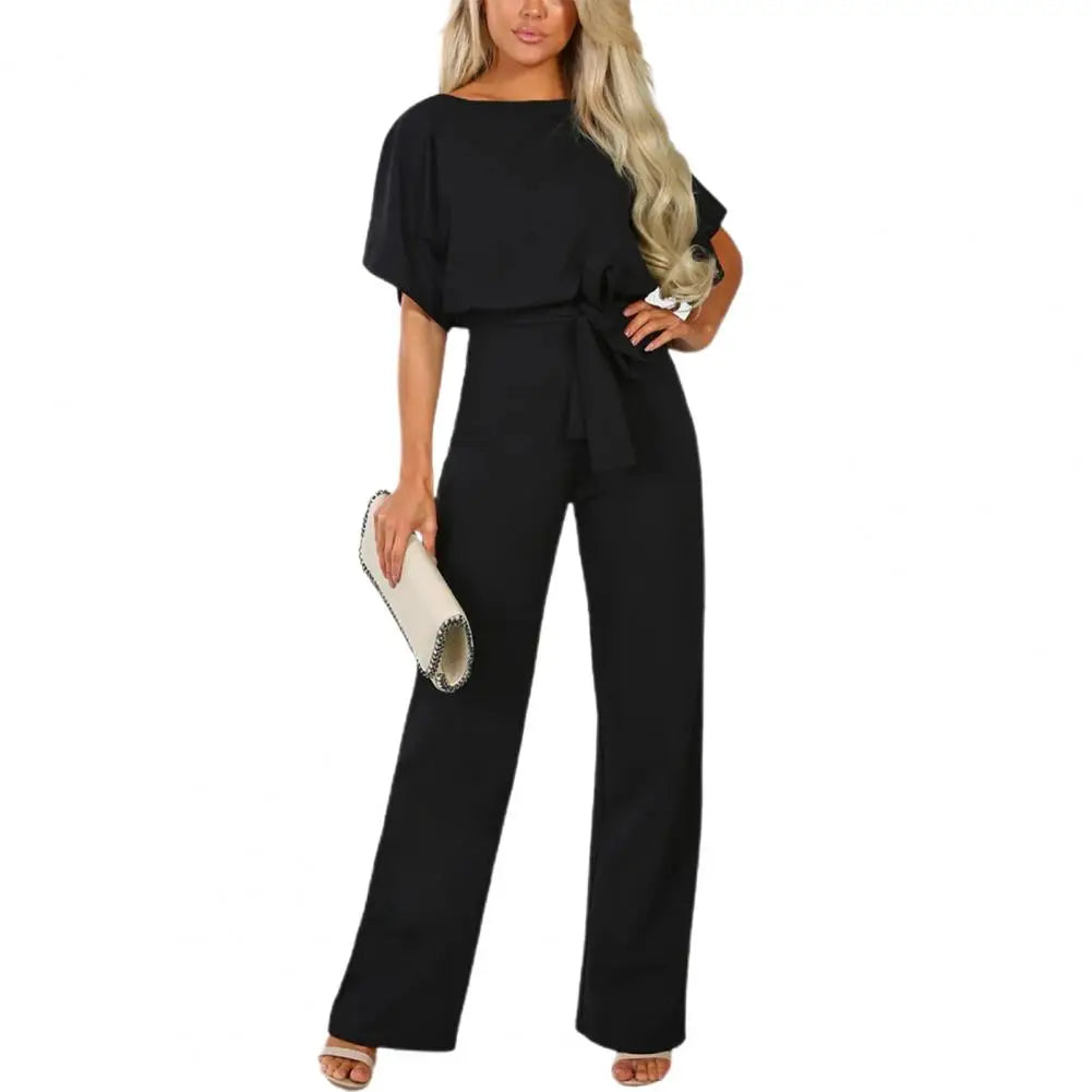 Damen-Jumpsuit mit Gürtel und eleganten Ärmeln