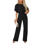 Damen-Jumpsuit mit Gürtel und eleganten Ärmeln