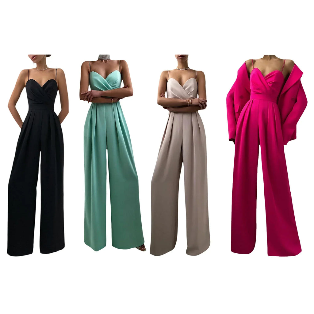 Elegantes Abend-Jumpsuit mit weitem Bein und V-Ausschnitt