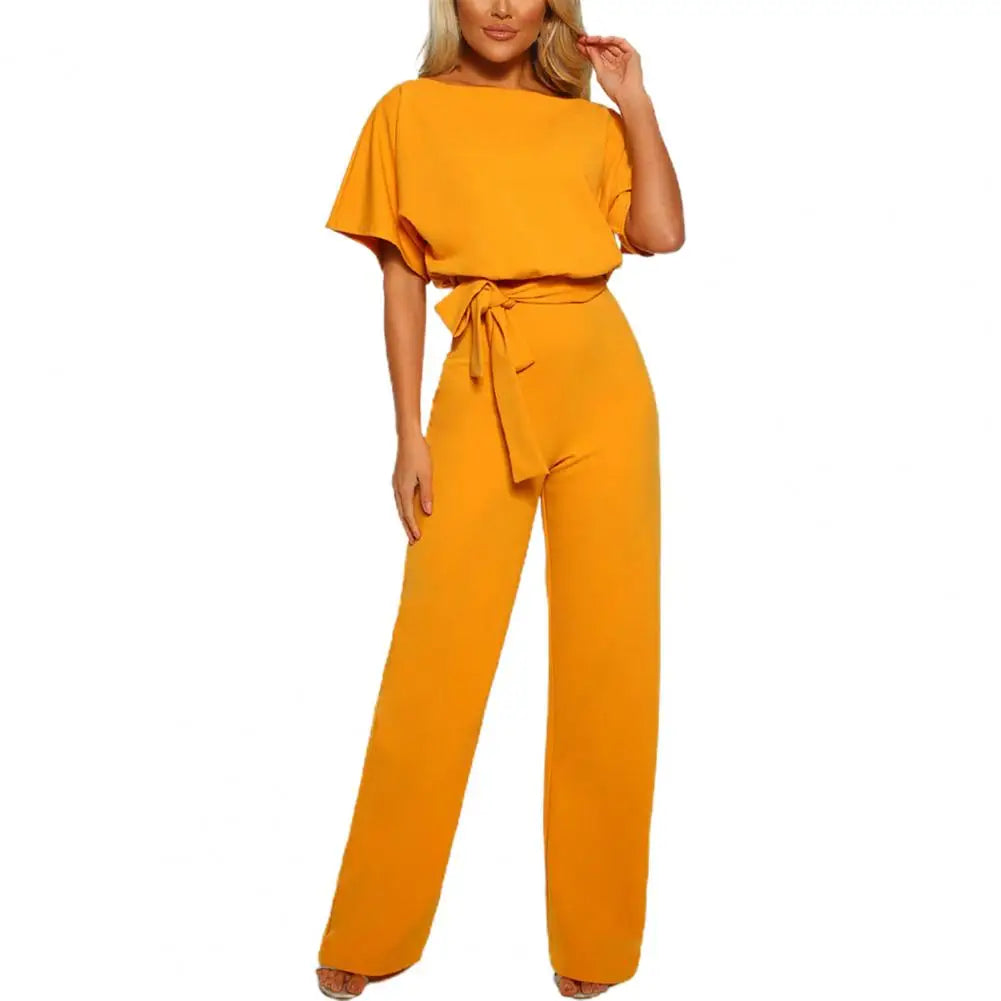 Damen-Jumpsuit mit Gürtel und eleganten Ärmeln