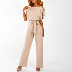 Damen-Jumpsuit mit Gürtel und eleganten Ärmeln