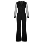 Eleganter Damen-Jumpsuit mit weitem Bein und Spitzenoberteil