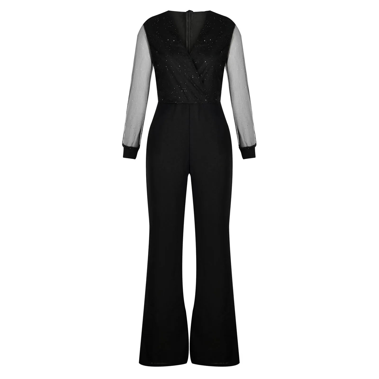 Eleganter Damen-Jumpsuit mit weitem Bein und Spitzenoberteil