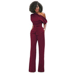 Eleganter Damen-Jumpsuit mit einer freien Schulter und Gürtel