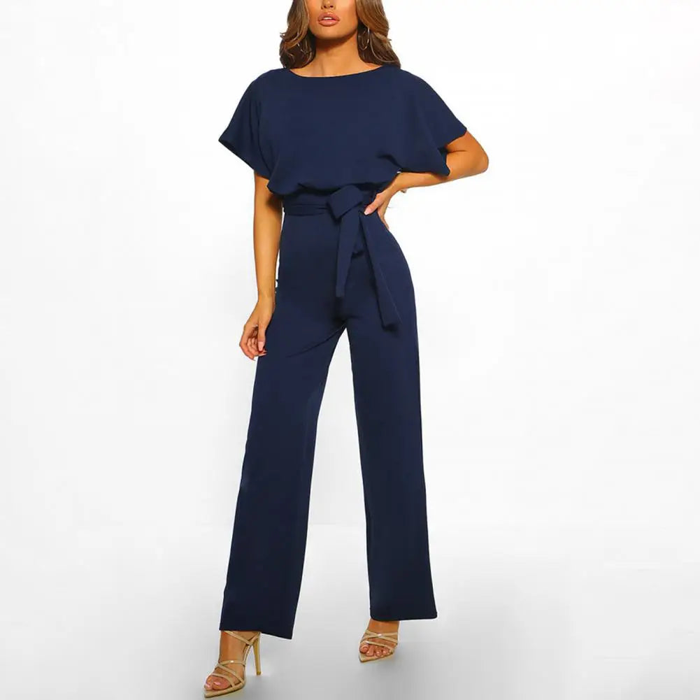 Damen-Jumpsuit mit Gürtel und eleganten Ärmeln