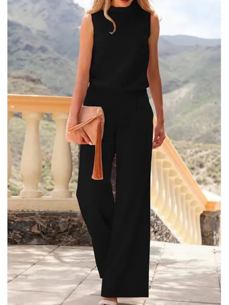 Eleganter Damen-Jumpsuit ohne Ärmel mit weitem Bein