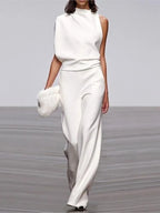 Eleganter Damen-Jumpsuit mit One-Shoulder-Oberteil und weitem Bein
