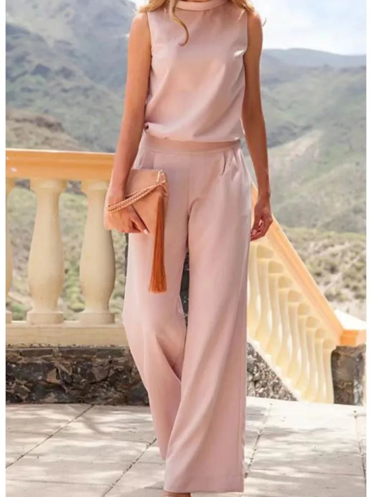 Eleganter Damen-Jumpsuit ohne Ärmel mit weitem Bein