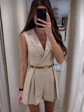 Eleganter ärmelloser Damen-Jumpsuit mit Gürtel – ideal für den Sommer