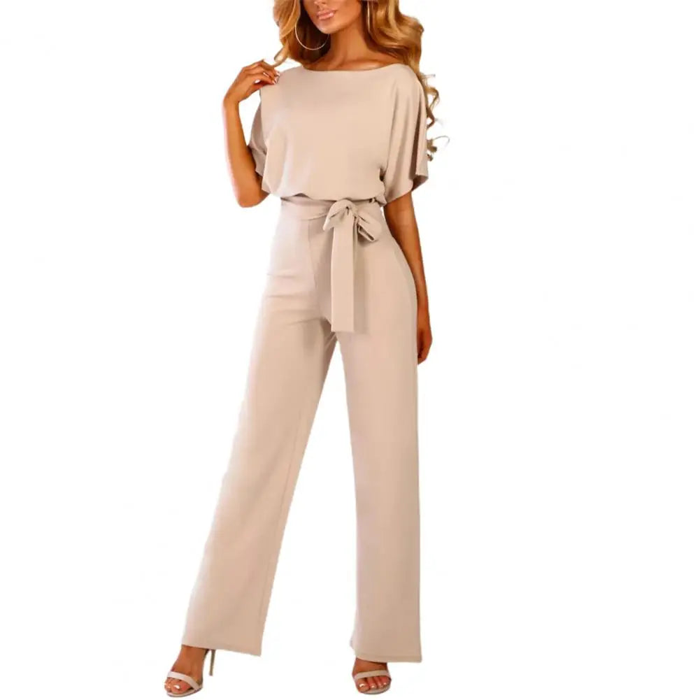 Damen-Jumpsuit mit Gürtel und eleganten Ärmeln