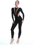Damen Jumpsuit mit Ausschnitten und langen Ärmeln