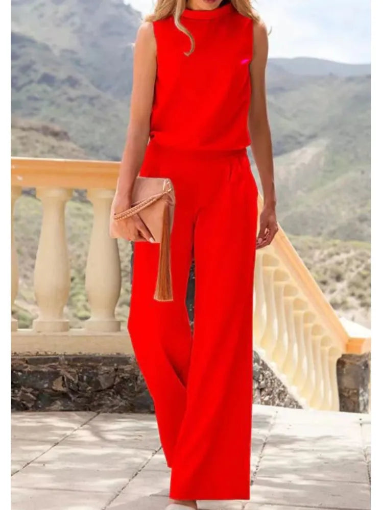 Eleganter Damen-Jumpsuit ohne Ärmel mit weitem Bein